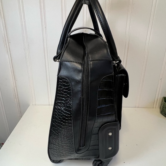 Hang Black Croc-Embossed Carry-on Rolling Bag in Black - Picture 11 of 11
